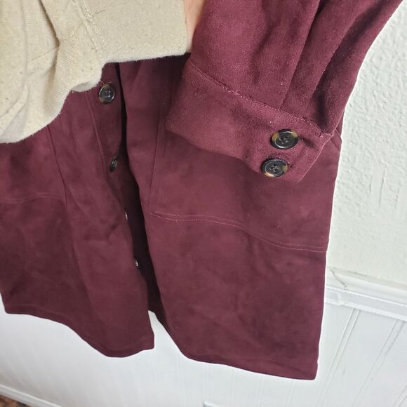 Women's A Loves A Purple Faux Suede Jacket Soft Button Up Size X-Large/XL - Picture 10 of 14